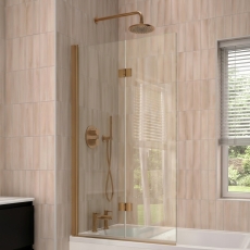 Verona Rivenza Brushed Brass 8mm Straight Hinged Bath Screen 1500mm H x 800mm W
