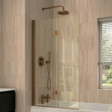 Verona Rivenza Bronze 8mm Straight Hinged Bath Screen 1500mm H x 900mm W