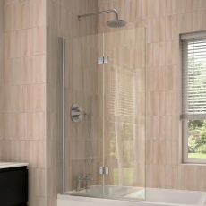 Verona Rivenza Chrome 8mm Straight Hinged Bath Screen 1500mm H x 800mm W