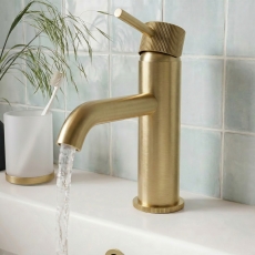 Verona Rivenza Fluted Brushed Brass Basin Mixer Tap (inc Waste)