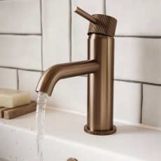 Verona Rivenza Fluted Brushed Bronze Basin Mixer Tap (inc Waste)