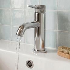 Verona Rivenza Fluted Chrome Mini Basin Mixer Tap (inc Waste)