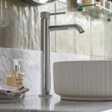 Verona Rivenza Fluted Chrome Tall High Rise Basin Mixer Tap