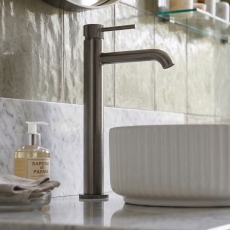 Verona Rivenza Fluted Gunmetal Tall High Rise Basin Mixer Tap