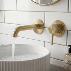 Verona Rivenza Fluted Brushed Brass Wall Mounted Basin Mixer Tap