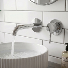 Verona Rivenza Fluted Chrome Wall Mounted Basin Mixer Tap