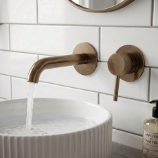 Verona Rivenza Fluted Brushed Bronze Wall Mounted Basin Mixer Tap
