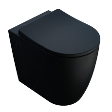 Verona Trevello Black Rimless Comfort Height Back to Wall Toilet (inc Soft Close Seat)