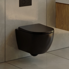 Verona Trevello Black Rimless Wall Hung Toilet (inc Soft Close Seat)