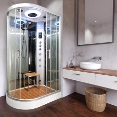 Vidalux Clearwater Offset Quadrant Steam Shower Cabin 1200mm x 800mm Right Handed - Ocean Mirror