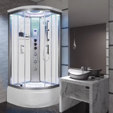 Vidalux Miami Quadrant Steam Shower Bath Cabin 900mm x 900mm - Crystal White