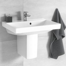 Villeroy & Boch Avento Compact Basin and Semi Pedestal 550mm Wide - 1 Tap Hole