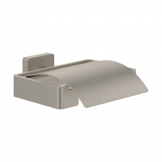 Villeroy & Boch Elements Striking Toilet Roll Holder with Cover - Brushed Nickel Matt