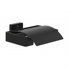 Villeroy & Boch Elements Striking Toilet Roll Holder with Cover - Matt Black