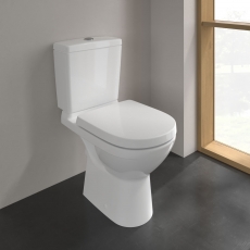 Villeroy & Boch O.novo Rimless Close Coupled Toilet with Push Button Cistern - Soft Close Seat
