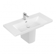 Villeroy & Boch Subway 3.0 Basin and Semi Pedestal 1000mm Wide 1 Tap Hole - White Alpin
