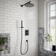 Villeroy & Boch Universal Dual Concealed Mixer Shower with Shower Handset and Round Fixed Head - Matt Black