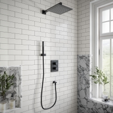 Villeroy & Boch Universal Dual Concealed Mixer Shower with Shower Handset and Square Fixed Head - Matt Black