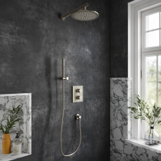 Villeroy & Boch Universal Dual Concealed Mixer Shower with Shower Handset and Round Fixed Head - Brushed Nickel