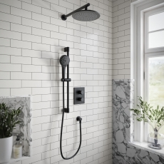 Villeroy & Boch Universal Dual Concealed Mixer Shower with Shower Kit and Round Fixed Head - Matt Black