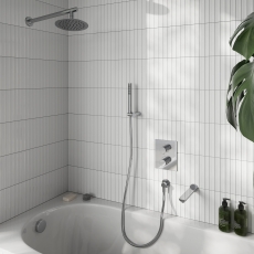 Villeroy & Boch Universal Dual Concealed Mixer Shower with Shower Kit, Round Fixed Head and Bath Spout - Chrome