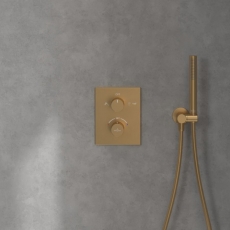 Villeroy & Boch Universal Thermostatic Concealed Shower Valve Dual Outlet - Brushed Gold