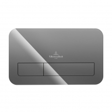 Villeroy & Boch ViConnect Flat Dual Button Toilet Flush Plate - Glass Glossy Grey