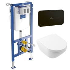 Villeroy & Boch ViConnect Frame Bundle with Architectura Twishflush(e) WH Toilet and Matt Black Flush Plate