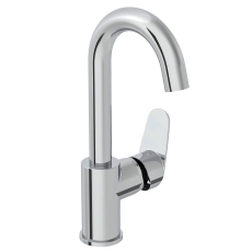 Vitra Flow Round Single Lever Side Action Basin Mixer Tap - Chrome