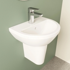 VitrA Integra Round Basin with Semi Pedestal 450mm Wide - 1 Tap Hole