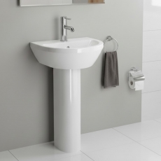 VitrA Integra Round Basin with Full Pedestal 450mm Wide - 1 Tap Hole