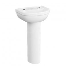 Vitra Milton Cloakroom Basin and Full Pedestal 450mm Wide - 2 Tap Hole