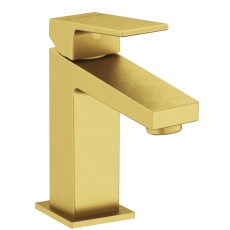 Vitra Minimax Square Compact Basin Mixer Tap - Brushed Brass