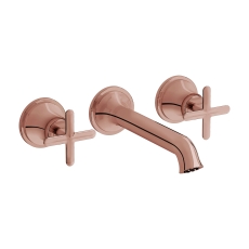 Vitra Origin Classic 3-Hole Wall Mounted Basin Mixer Tap - Soft Copper