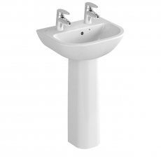 Vitra S20 Wash Basin and Full Pedestal 550mm Wide 2 Tap Hole