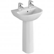 Vitra S20 Wash Basin and Full Pedestal 550mm Wide 2 Tap Hole