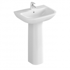 Vitra S20 Wash Basin and Full Pedestal 600mm Wide 1 Tap Hole