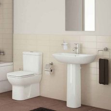 Vitra S20 Cloakroom Suite Toilet and 450mm 1 Tap Hole Basin - Soft Close Seat