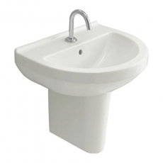Vitra S50 Basin and Semi Pedestal 550mm Wide - 1 Tap Hole