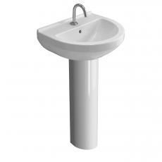 Vitra S50 Basin and Full Pedestal 550mm Wide - 1 Tap Hole