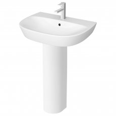 Vitra Zentrum Basin with Full Pedestal 645mm Wide - 1 Tap Hole