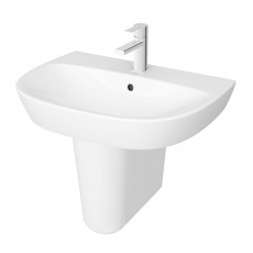 Vitra Zentrum Basin with Semi Pedestal 645mm Wide - 1 Tap Hole