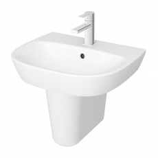 Vitra Zentrum Basin with Semi Pedestal 550mm Wide - 1 Tap Hole