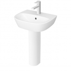 Vitra Zentrum Cloakroom Basin with Full Pedestal 450mm Wide - 1 Tap Hole