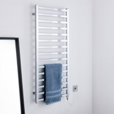 Vogue Serene Electric Chrome Square Tube Ladder Towel Rail