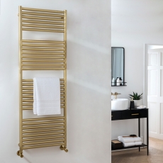 Vogue Studio Brushed Brass Heated Ladder Towel Rail