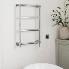 Vogue Vintage Electric Wall Mounted Heated Towel Rail 750mm H x 475mm W - Chrome