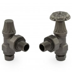 West Abbey Angled Manual Radiator Valve and Lockshield - Light Pewter