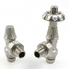 West Abbey Angled TRV Thermostatic Radiator Valve and Lockshield - Satin Nickel