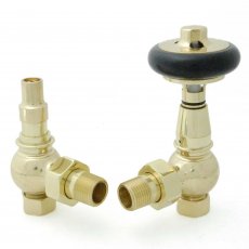West Amberley Angled Thermostatic Radiator Valve and Lockshield - Polished Brass